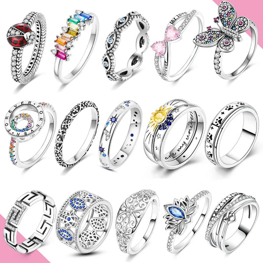 Star Sun Butterfly Silver Ring