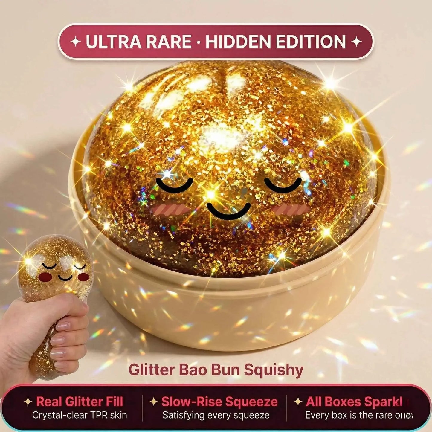 Gold Glitter Dumpling Squishy Collectible